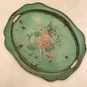 Antique Russian Aqua Tole Tray